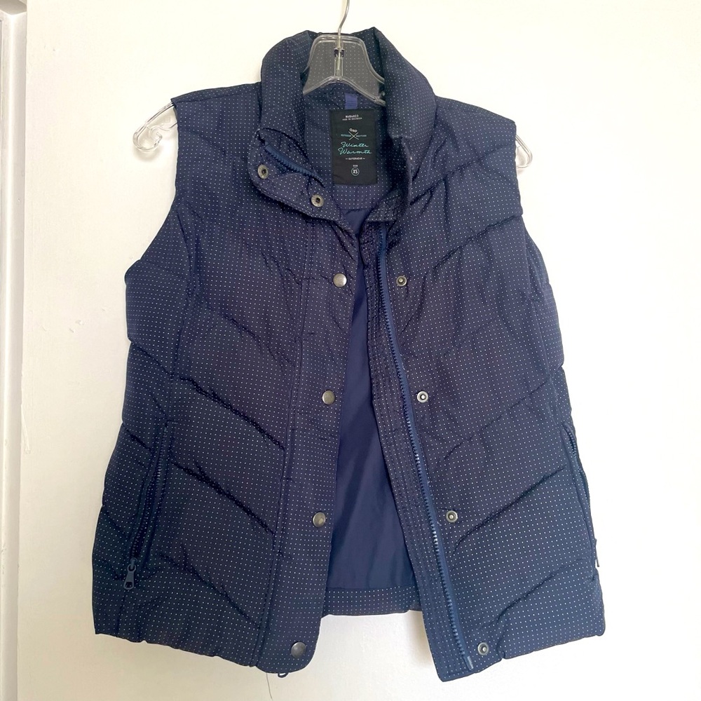 Gap Women’s Navy Blue Polka Dot Quilted Vest